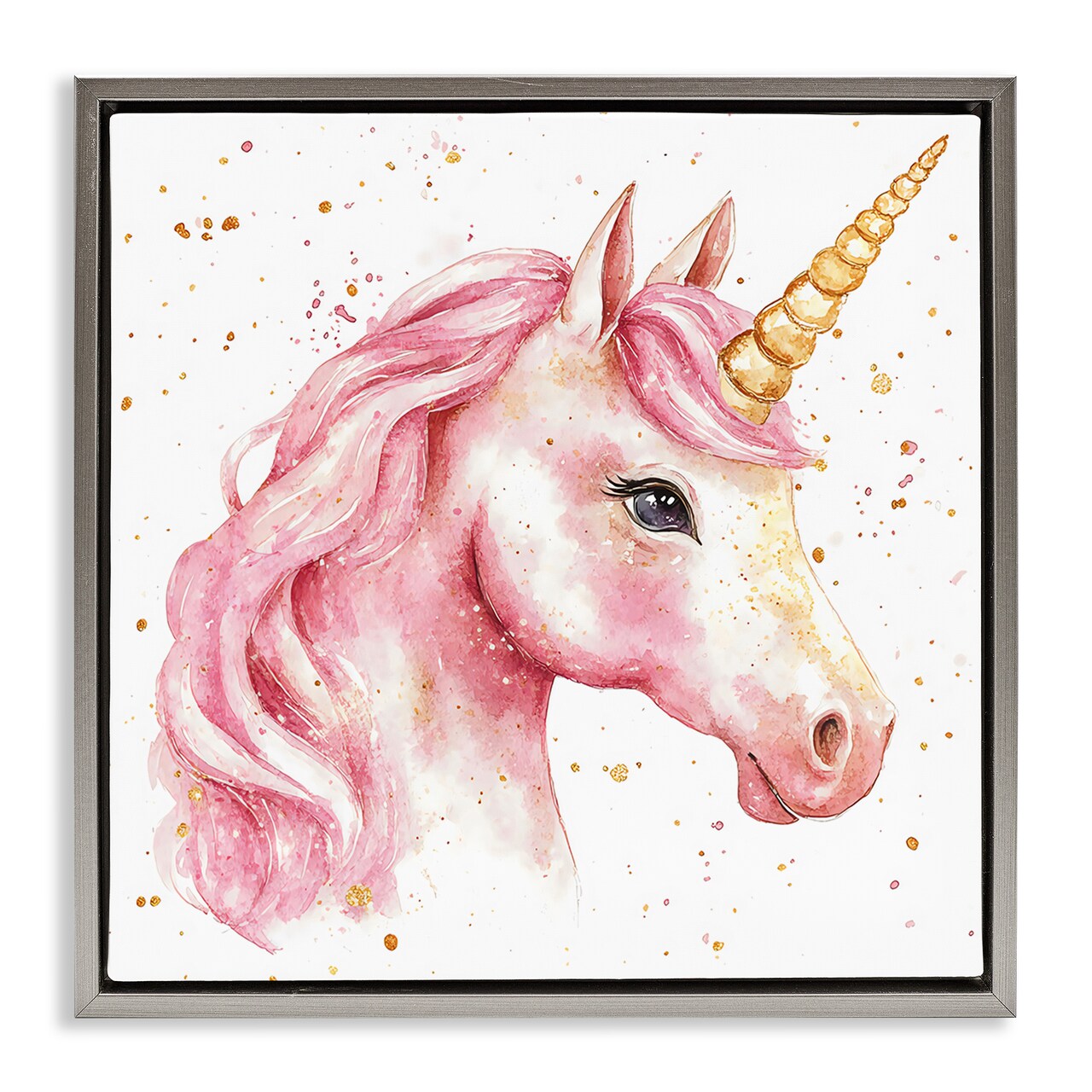 Stupell Industries Pink Unicorn with Paint Splatter Floating Frame, design by Creative Studio